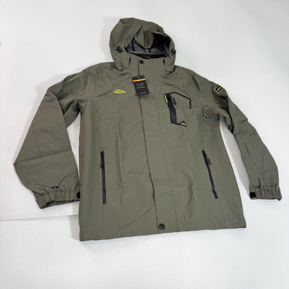 TACVASEN Windbreaker Jacket Mens Small Green Hooded Lightweight Outdoor